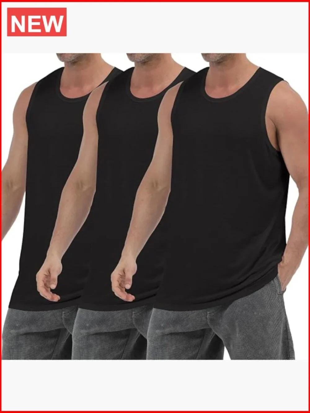 3 Pack Men's Moisture Wicking Sleeveless Athletic Tank Tops